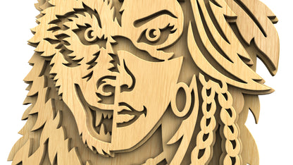 C327-Wolf Spirit Layered Scroll Saw Pattern — Alex Fox Patterns