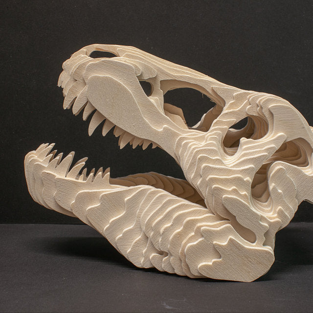 C58-dino skull 3d scroll saw project - Alex Fox pattern