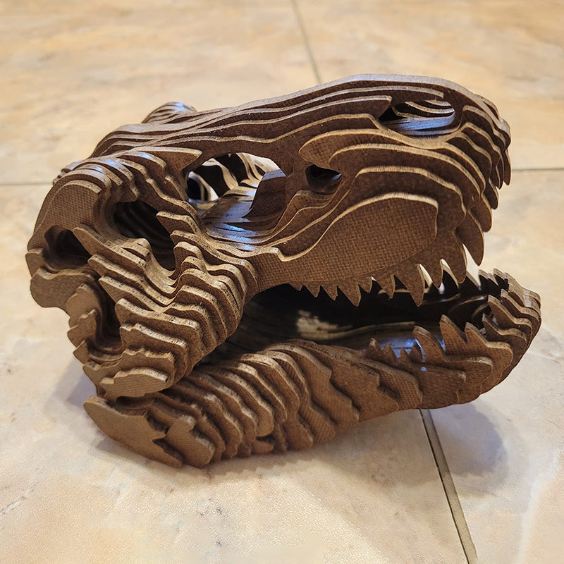 C58-dino skull 3d trex scroll saw project - Alex Fox pattern