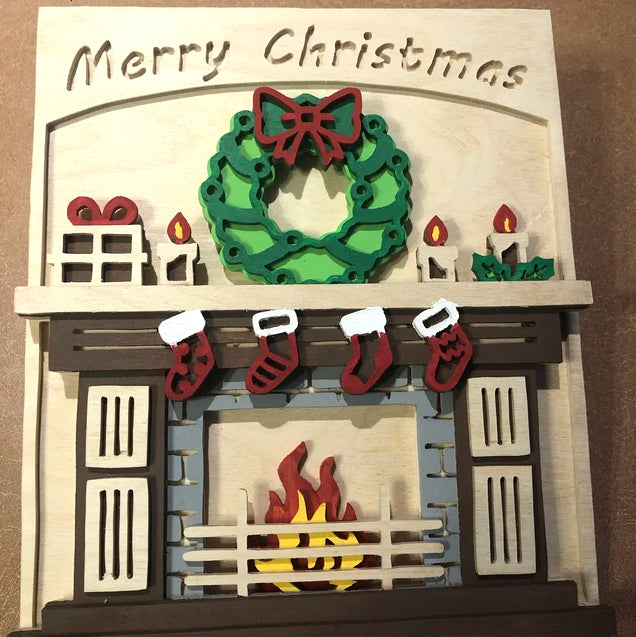 C88-christmas fireplace scroll saw project - Alex Fox pattern
