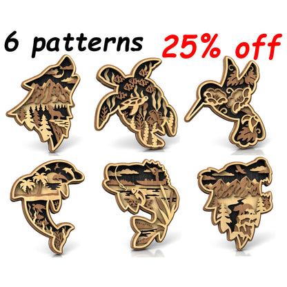 Animal Silhouette Set Layered Scroll Saw Pattern - Alex Fox Patterns
