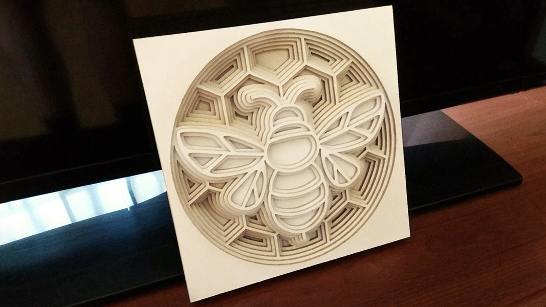 C020-Bee Shdowbox Layered Scroll Saw Pattern - Alex Fox Patterns
