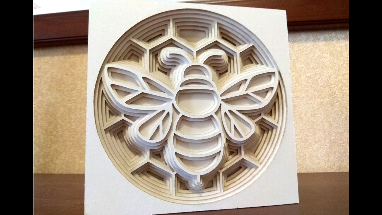 C020-Bee Layered Scroll Saw Pattern - Alex Fox Patterns