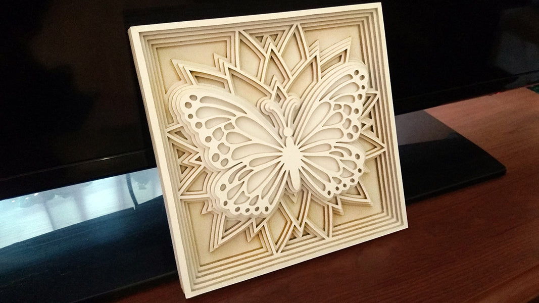 C024-Butterfly Shadowbox Layered Scroll Saw Pattern - Alex Fox Patterns