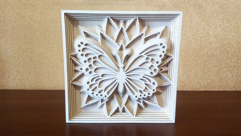 C024-Butterfly Shadowbox Layered Scroll Saw Pattern - Alex Fox Patterns