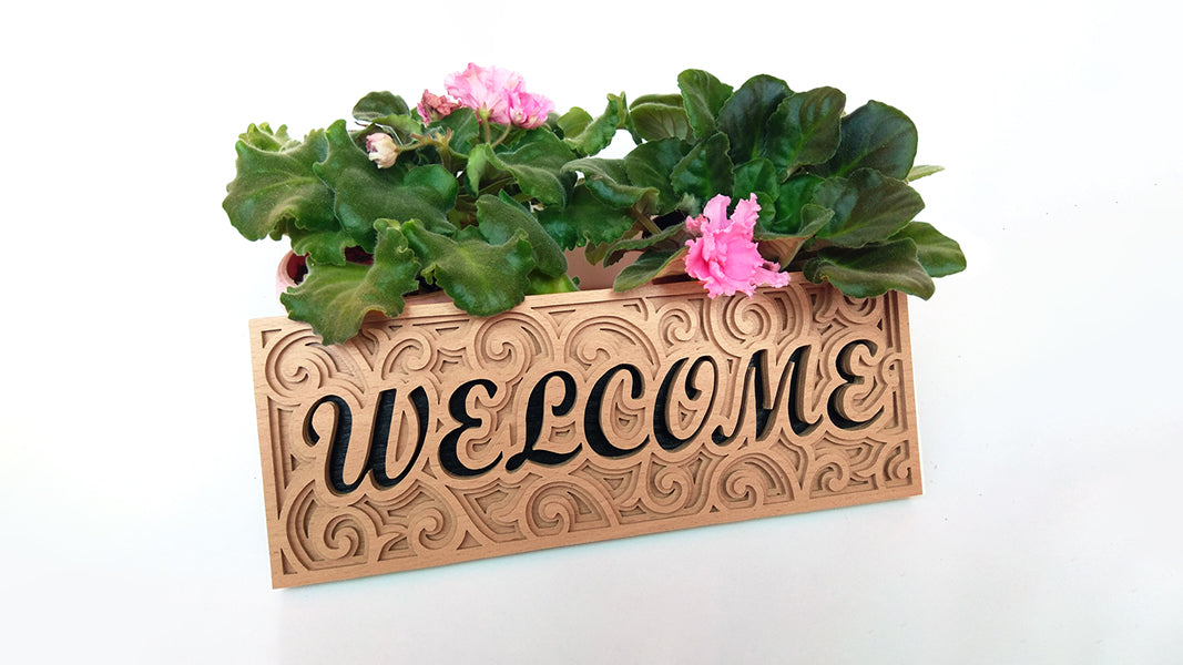 C027-Welcome Layered Scroll Saw Pattern - Alex Fox Patterns