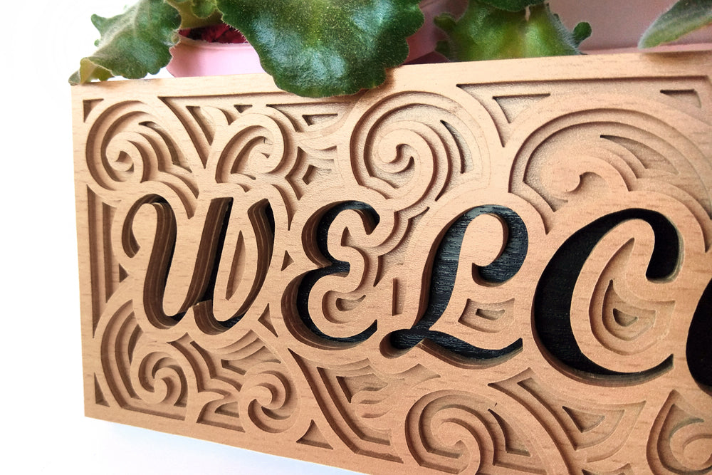 C027-Welcome Layered Scroll Saw Pattern - Alex Fox Patterns