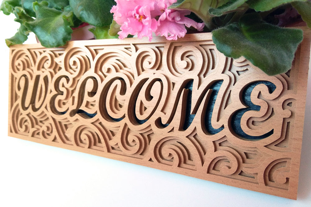 C027-Welcome Sign Layered Scroll Saw Pattern - Alex Fox Patterns