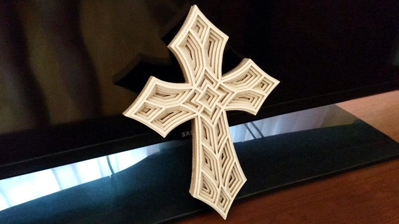 C028-Cross Layered Scroll Saw Pattern - Alex Fox Patterns