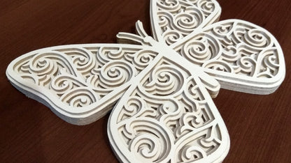 C035-Butterfly Layered Scroll Saw Pattern - Alex Fox Patterns
