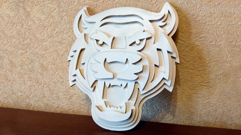 C037-Tiger Layered Scroll Saw Pattern - Alex Fox Patterns
