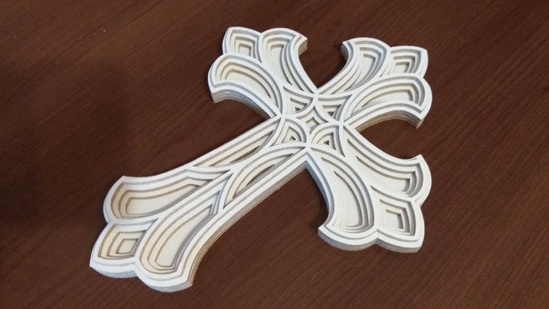 C039-Cross Layered Scroll Saw Pattern - Alex Fox Patterns