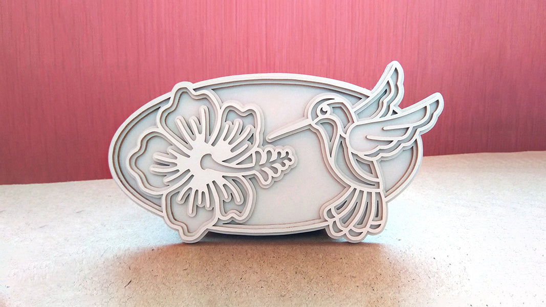 C049-Hummingbird Layered Scroll Saw Pattern - Alex Fox Patterns