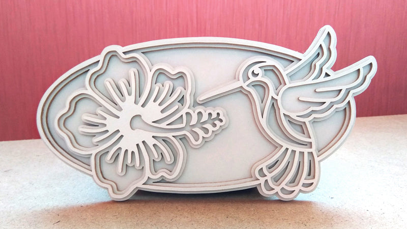 C049-Hummingbird Layered Scroll Saw Pattern - Alex Fox Patterns