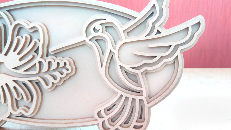 C049-Hummingbird Layered Scroll Saw Pattern - Alex Fox Patterns