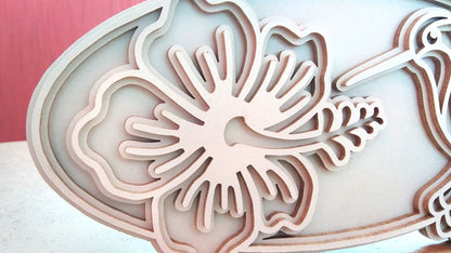 C049-Hummingbird Layered Scroll Saw Pattern - Alex Fox Patterns