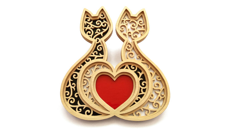 C062-Cats Heart Layered Scroll Saw Pattern - Alex Fox Patterns