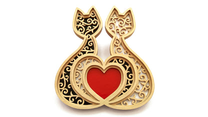 C062-Cats Heart Layered Scroll Saw Pattern - Alex Fox Patterns