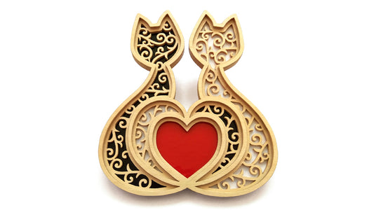 C062-Cats Heart Layered Scroll Saw Pattern - Alex Fox Patterns