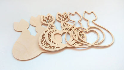 C062-Cats Layered Scroll Saw Pattern - Alex Fox Patterns
