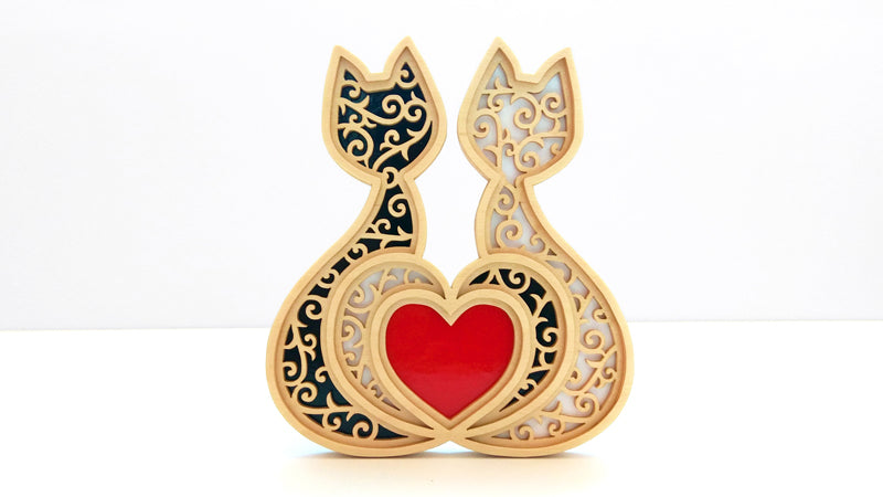 C062-Cats Heart Layered Scroll Saw Pattern - Alex Fox Patterns