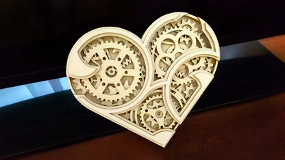 C064-Mechanical Heart Steampunk Layered Scroll Saw Pattern - Alex Fox Patterns