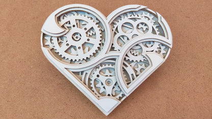 C064-Mechanical Heart Layered Scroll Saw Pattern - Alex Fox Patterns
