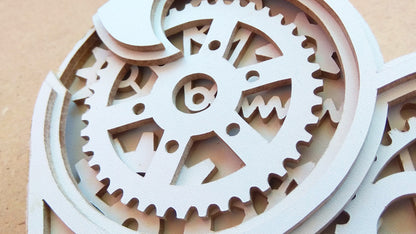 C064-Mechanical Heart Layered Scroll Saw Pattern - Alex Fox Patterns