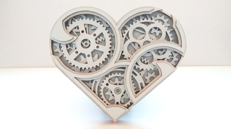 C064-Mechanical Heart Steampunk Layered Scroll Saw Pattern - Alex Fox Patterns