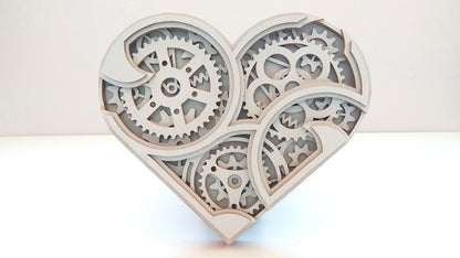 C064-Mechanical Heart Steampunk Layered Scroll Saw Pattern - Alex Fox Patterns
