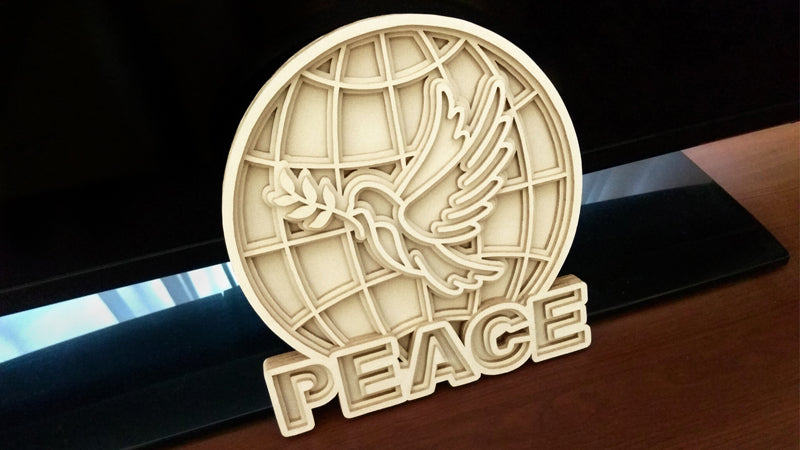 C065-Peace Dove on Globe Layered Scroll Saw Pattern - Alex Fox Patterns