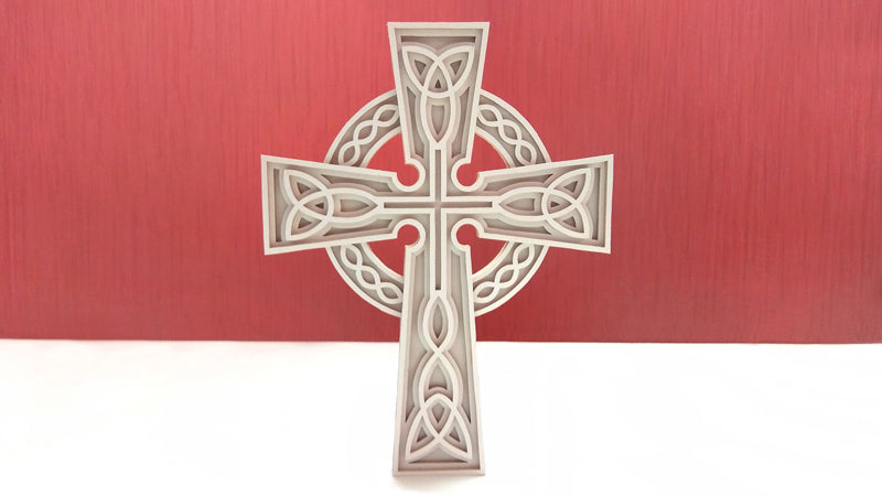 C069-Celtic Cross Layered Scroll Saw Pattern - Alex Fox Patterns