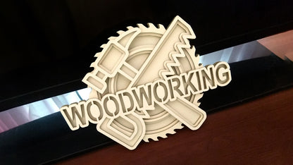 C070-Woodworking Logo Layered Scroll Saw Pattern - Alex Fox Patterns