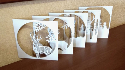 C071-Deer Layered Scroll Saw Pattern - Alex Fox Patterns