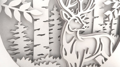 C071-Deer Layered Scroll Saw Pattern - Alex Fox Patterns