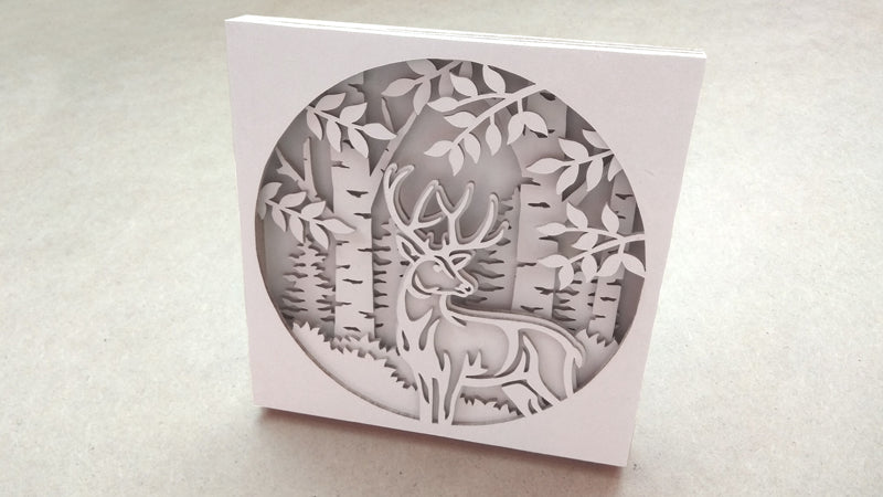 C071-Deer Shadowbox Layered Scroll Saw Pattern - Alex Fox Patterns