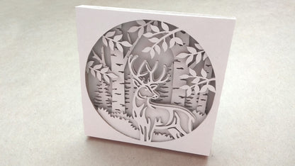 C071-Deer Shadowbox Layered Scroll Saw Pattern - Alex Fox Patterns