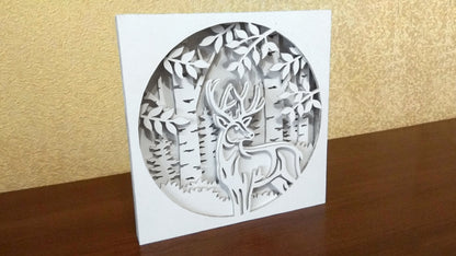 C071-Deer Layered Scroll Saw Pattern - Alex Fox Patterns