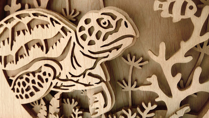 C073-Turtle Layered Scroll Saw Pattern - Alex Fox Patterns