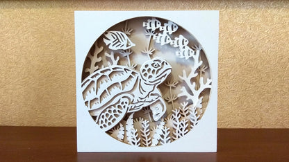 C073-Turtle Shadowbox Layered Scroll Saw Pattern - Alex Fox Patterns