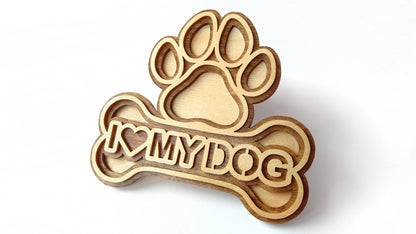 C075-Paw I Love My Dog Layered Scroll Saw Pattern - Alex Fox Patterns