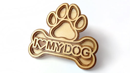 C075-Paw I Love My Dog Layered Scroll Saw Pattern - Alex Fox Patterns