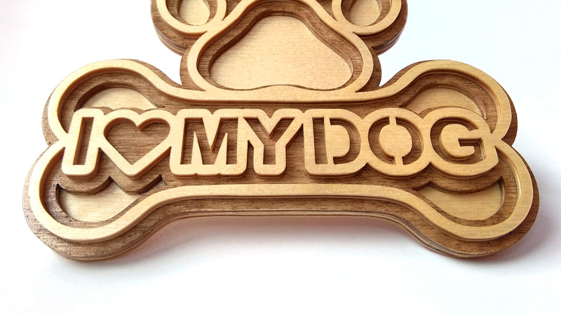 C075-Paw I Love My Dog Layered Scroll Saw Pattern - Alex Fox Patterns