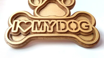 C075-Paw I Love My Dog Layered Scroll Saw Pattern - Alex Fox Patterns