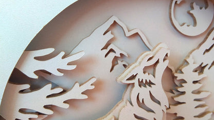 C076-Wolf Layered Scroll Saw Pattern - Alex Fox Patterns