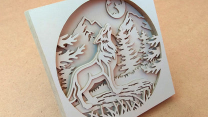 C076-Wolf Layered Scroll Saw Pattern - Alex Fox Patterns