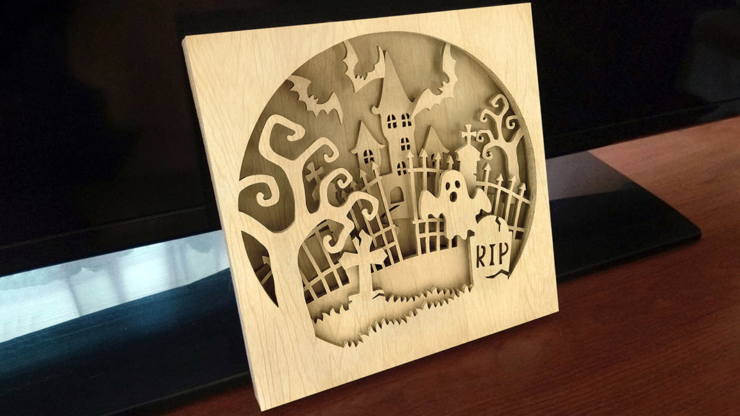 C077-Halloween Castle Layered Scroll Saw Pattern - Alex Fox Patterns