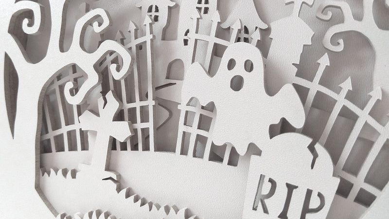 C077-Halloween Ghost Layered Scroll Saw Pattern - Alex Fox Patterns