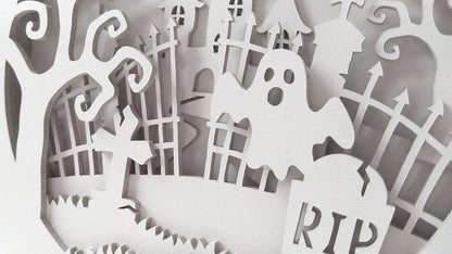 C077-Halloween Ghost Layered Scroll Saw Pattern - Alex Fox Patterns