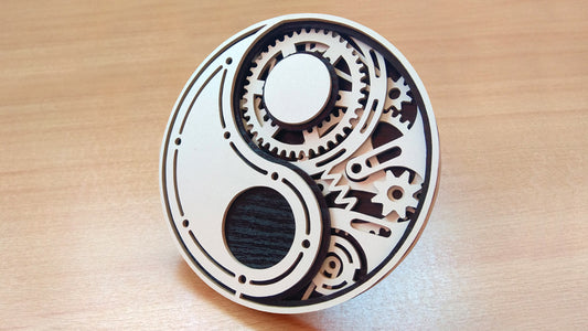 C079-Mechanical Yin Yang Stempunk Layered Scroll Saw Pattern - Alex Fox Patterns